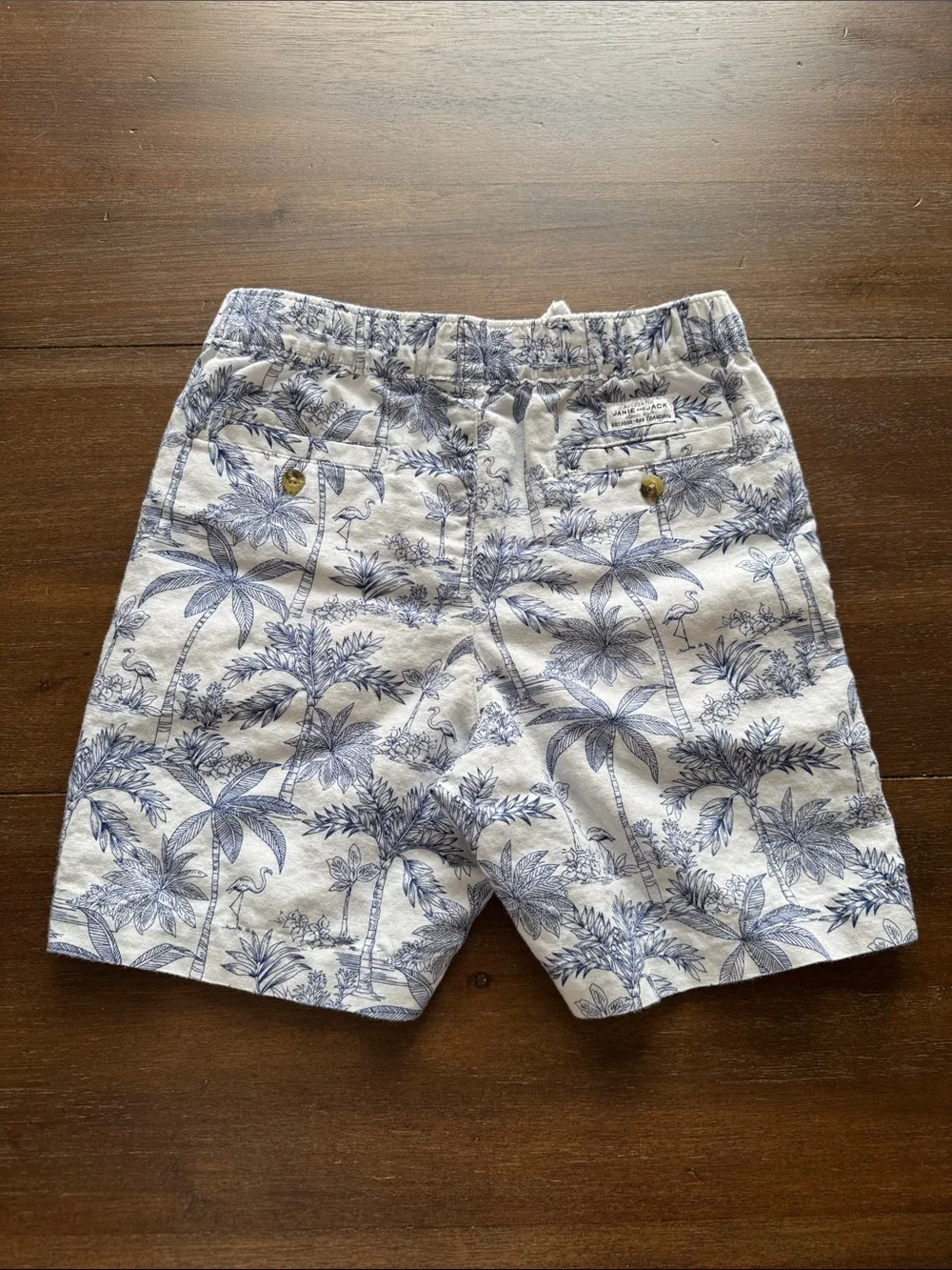 Size 7 Janie and Jack tropical set Linen-Cotton Cabana Shirt and shorts